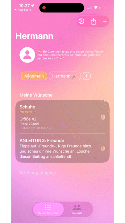 Wunschliste online teilen