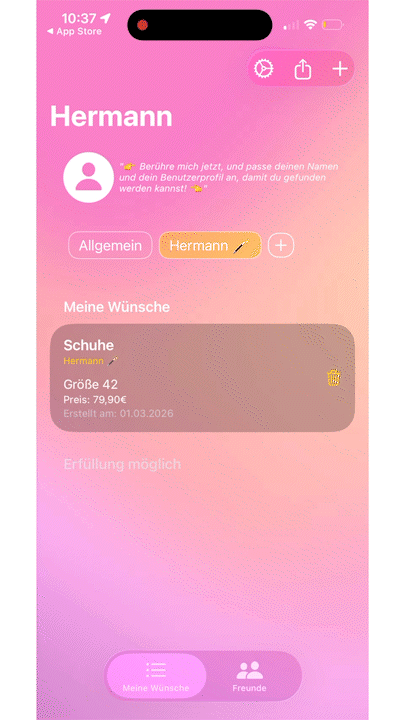 Wunschliste online teilen